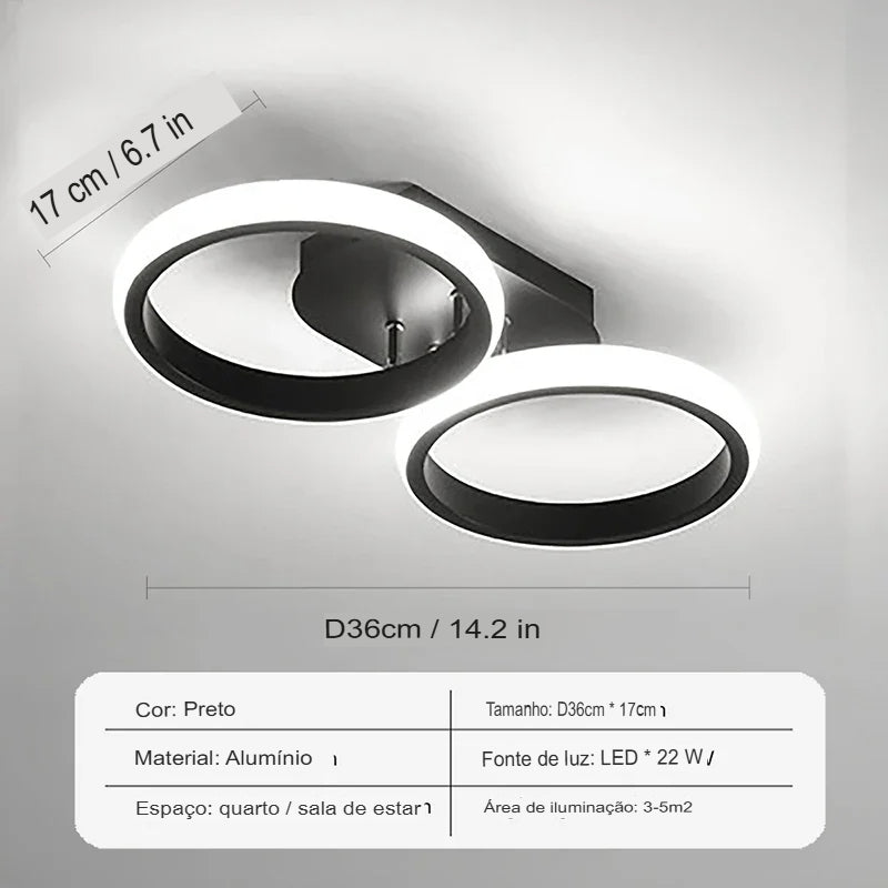 Lustre de Teto LED Moderno - Iluminação Sofisticada para Sala e Quarto