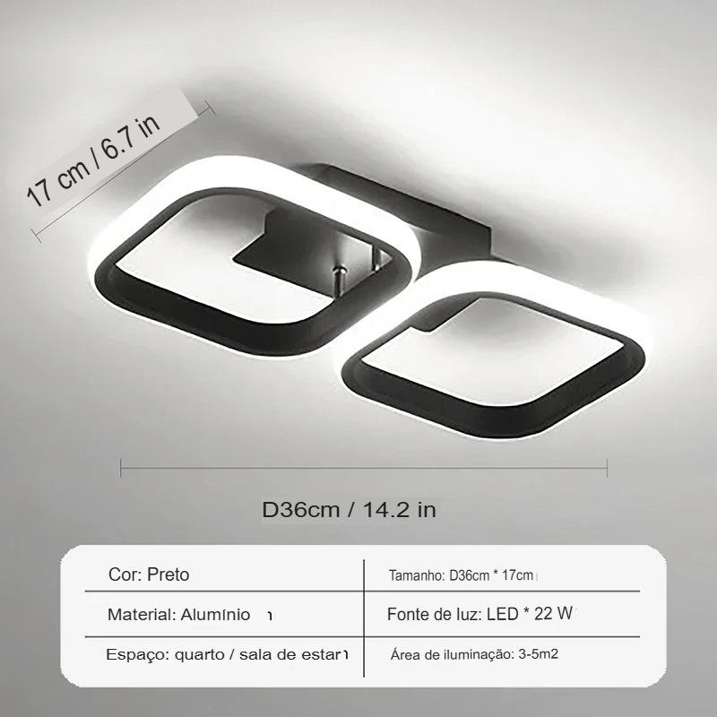 Lustre de Teto LED Moderno - Iluminação Sofisticada para Sala e Quarto