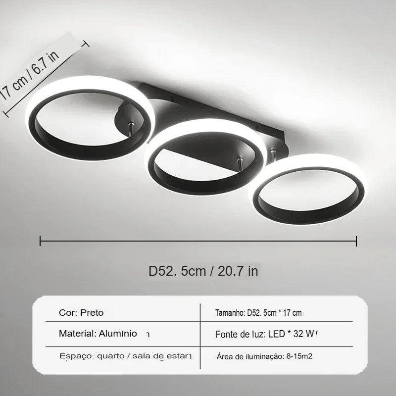Lustre de Teto LED Moderno - Iluminação Sofisticada para Sala e Quarto