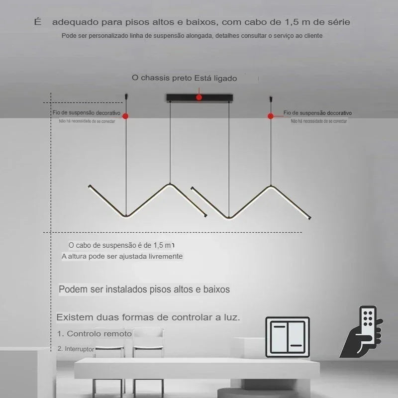 Luminária Pendente LED Inteligente - Design Moderno, Ajustável e Decorativo