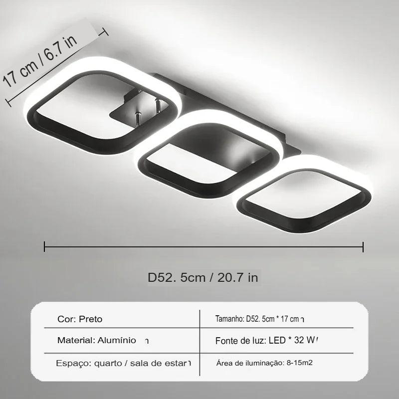 Lustre de Teto LED Moderno - Iluminação Sofisticada para Sala e Quarto