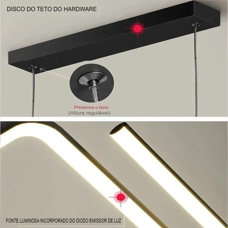 Luminária Pendente LED Inteligente - Design Moderno, Ajustável e Decorativo