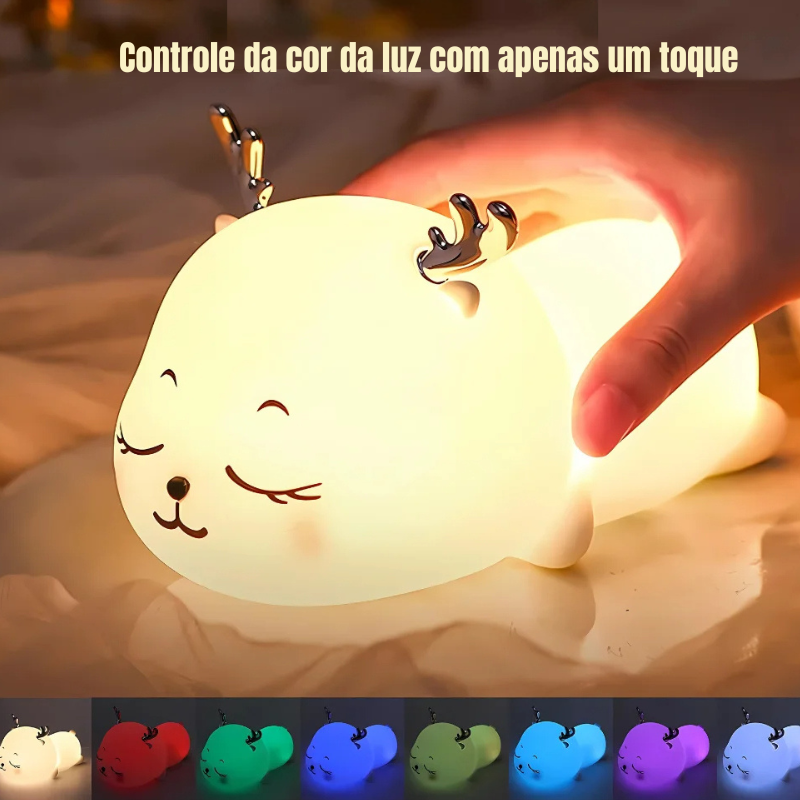 Luminária Infantil de Silicone com Sensor Touch em Formato de Cervo