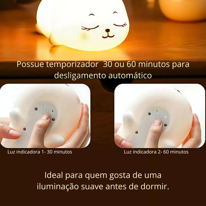 Luminária Infantil de Silicone com Sensor Touch em Formato de Cervo