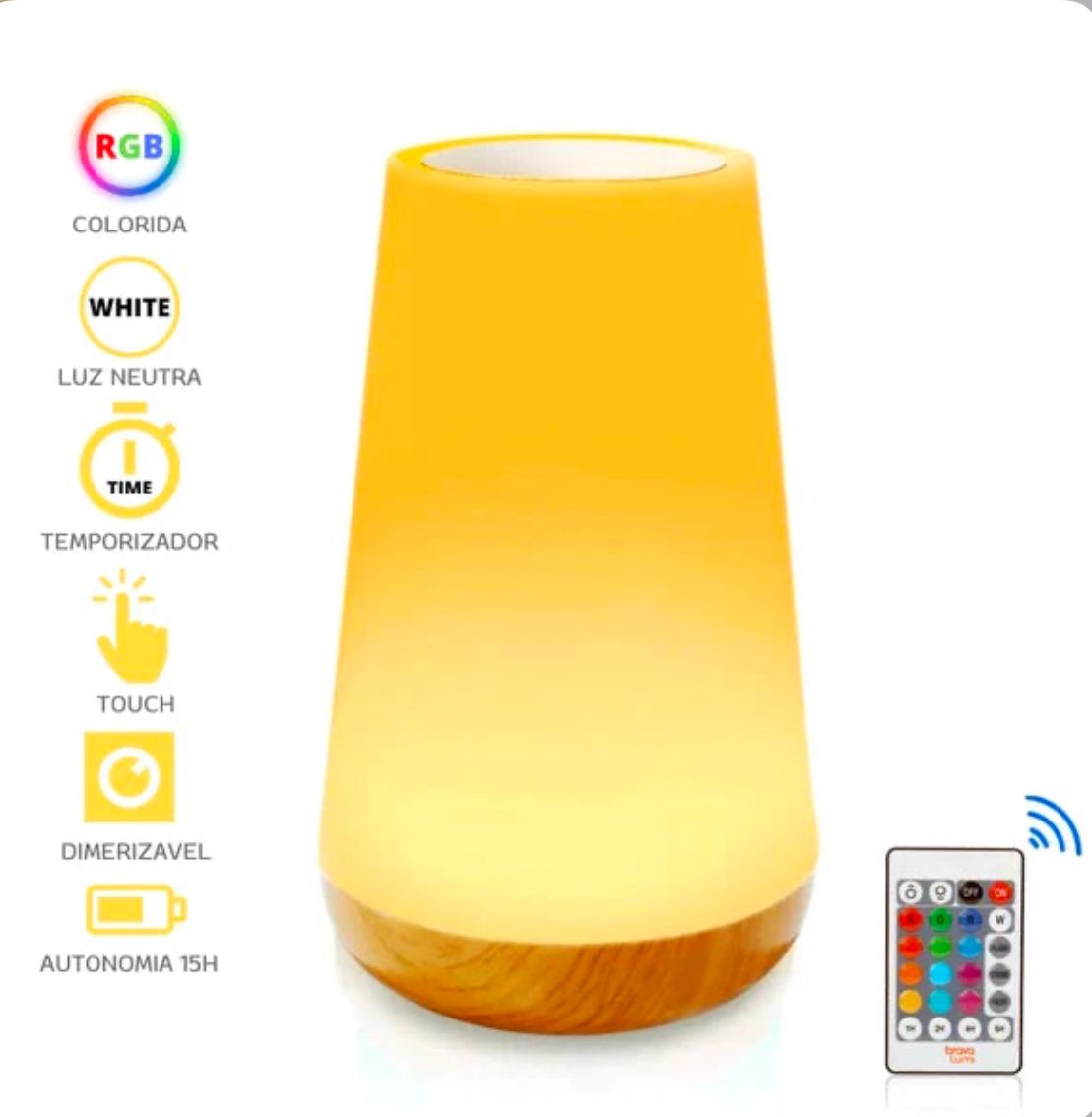 Luminária Touch LED RGB - Controle por Toque e USB
