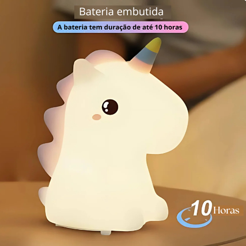 Luminária Unicórnio Touch Decorativa Infantil em Silicone, Luz Noturna Criativa