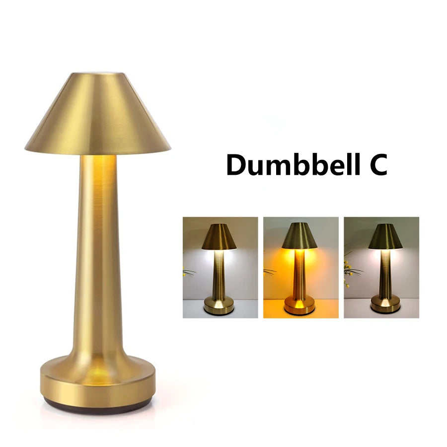 Abajur Dumbbell de Mesa Touch LED Retrô com Controle de Intensidade USB