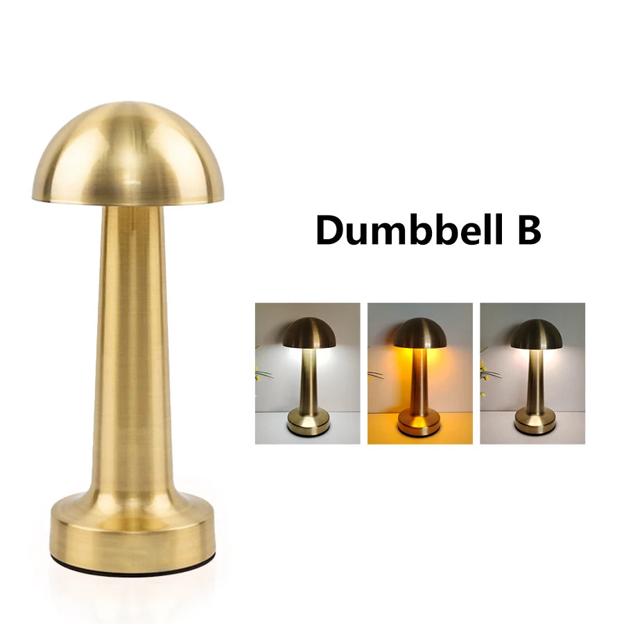 Abajur Dumbbell de Mesa Touch LED Retrô com Controle de Intensidade USB